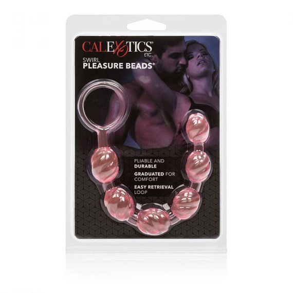 Розовая анальная цепочка Swirl Pleasure Beads - 20 см. - поливинилхлорид (ПВХ, PVC)