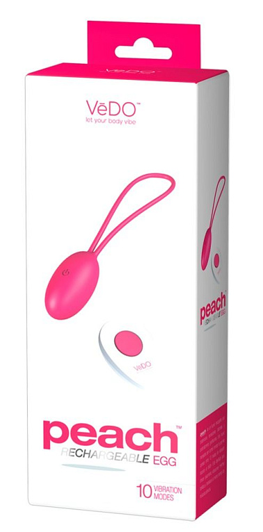 Розовое виброяйцо VeDO Peach с пультом ДУ от Intimcat