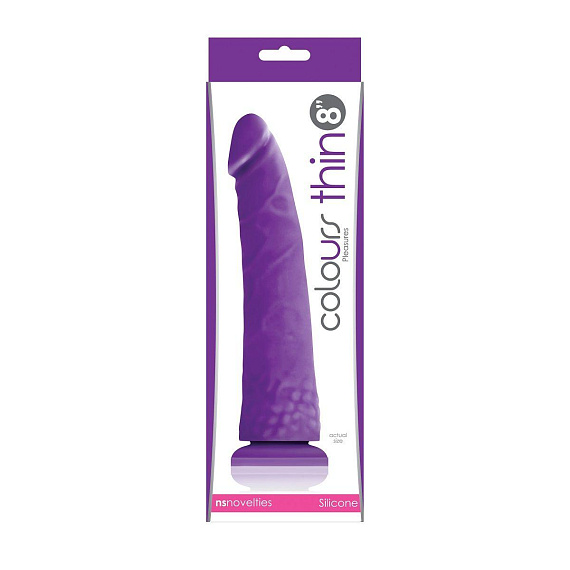 Фиолетовый фаллоимитатор без мошонки Pleasures Thin 8 Dildo - 20 см. - силикон