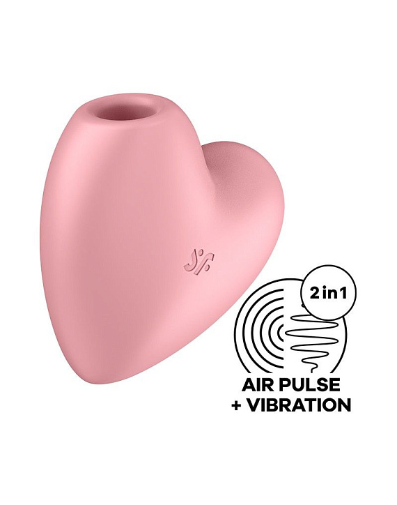 Розовый вибромассажер Cutie Heart с вакуум-волновой стимуляцией от Intimcat