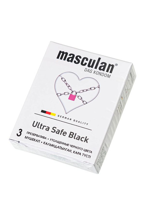 Ультрапрочные презервативы Masculan Ultra Safe Black - 3 шт. - латекс