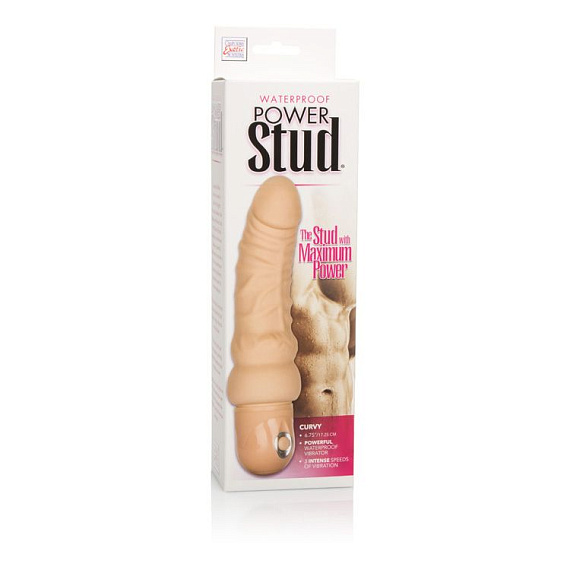 Телесный вибромассажер Waterproof Power Stud Curvy - 21 см. California Exotic Novelties