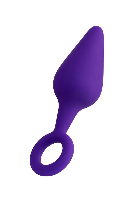 Фиолетовая анальная втулка Bung с петелькой - 11,5 см. - силикон