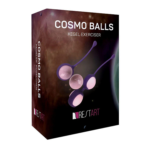 Фиолетовые вагинальные шарики Cosmo Balls с парой сменных шаров - силикон