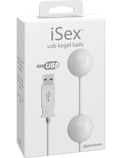 Белые вагинальные виброшарики USB KEGEL BALLS, работающие от USB