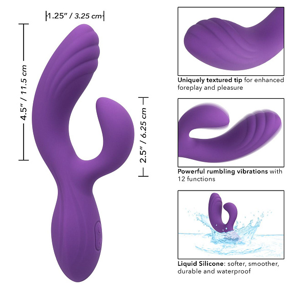 Фиолетовый вибромассажер-кролик Stella Liquid Silicone “C” Curve - 19 см. от Intimcat
