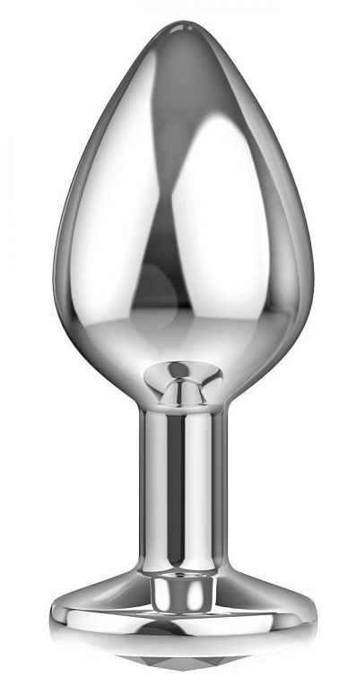 Большая серебристая анальная пробка Diamond Clear Sparkle Large с прозрачным кристаллом - 8 см. - металл