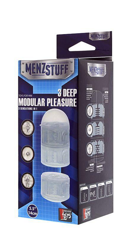 Прозрачный модульный мастурбатор MENZSTUFF 3 DEEP MODULAR PLEASURES - Термопластичная резина (TPR)