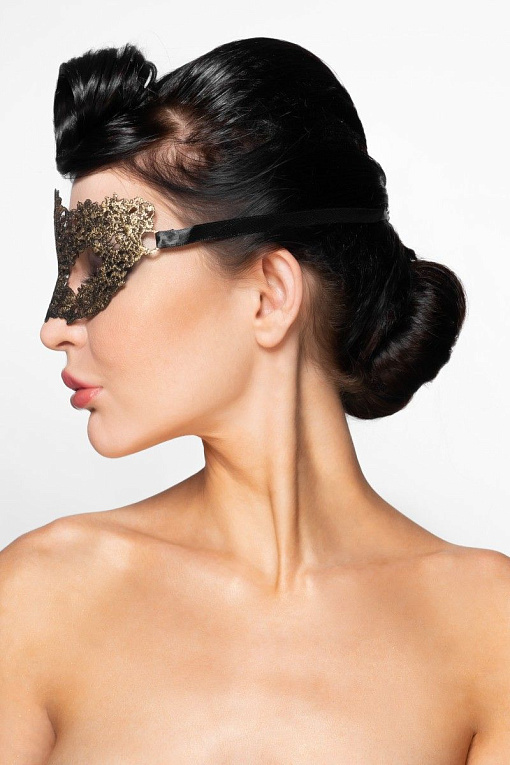 Золотистая карнавальная маска  Альциона от Intimcat