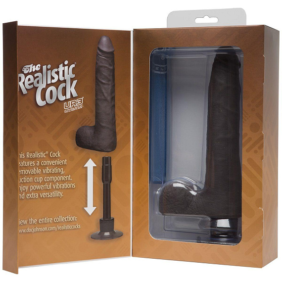 Коричневый вибратор-реалистик The Realistic Cock ULTRASKYN Vibrating 9” Slim - 26,1 см. от Intimcat