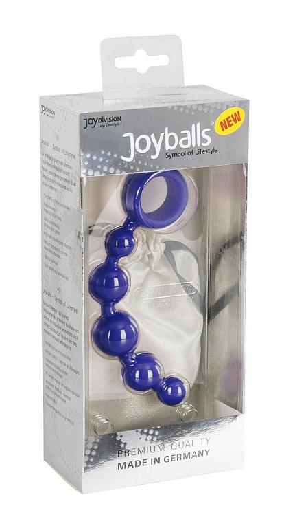 Малая анальная цепочка Joyballs Wave синего цвета - 17,5 см. - силикон