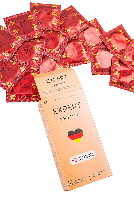 Ароматизированные презервативы EXPERT Fruit Mix - 12 шт.(+3 ) от Intimcat