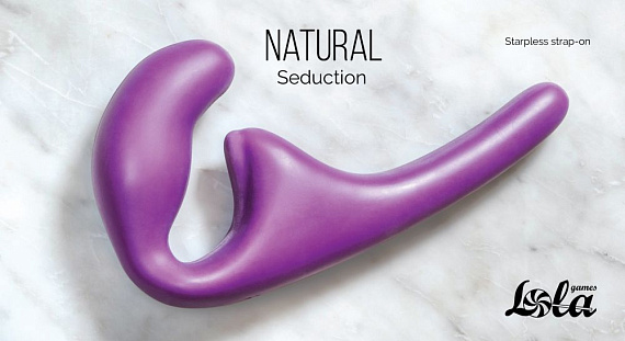 Фиолетовый безремневой страпон Seduction - 20,5 см. - силикон