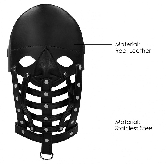 Черная маска-шлем Leather Male Mask - натуральная кожа