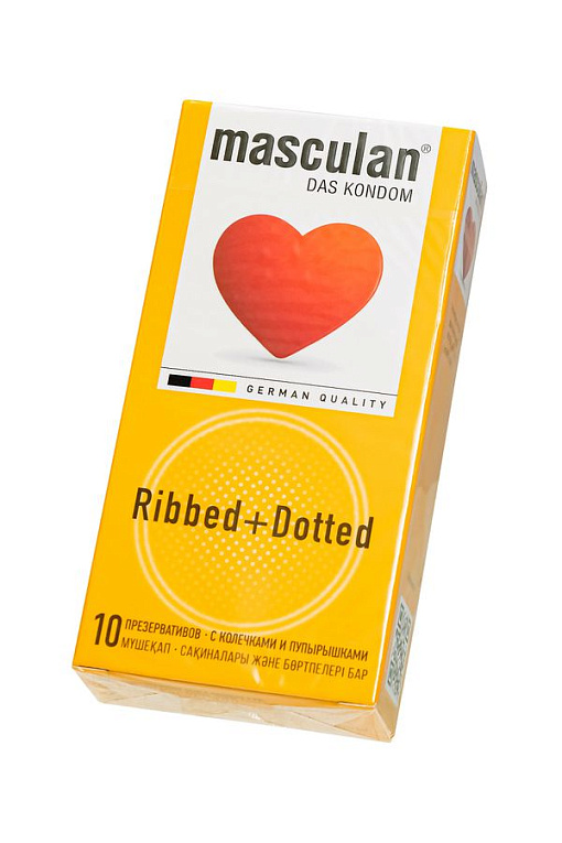 Презервативы с колечками и пупырышками Masculan Ribbed+Dotted - 10 шт. - латекс