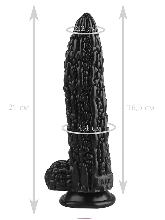 Черный фантазийный фаллоимитатор  Дикая кукуруза  - 21 см. - фото 5