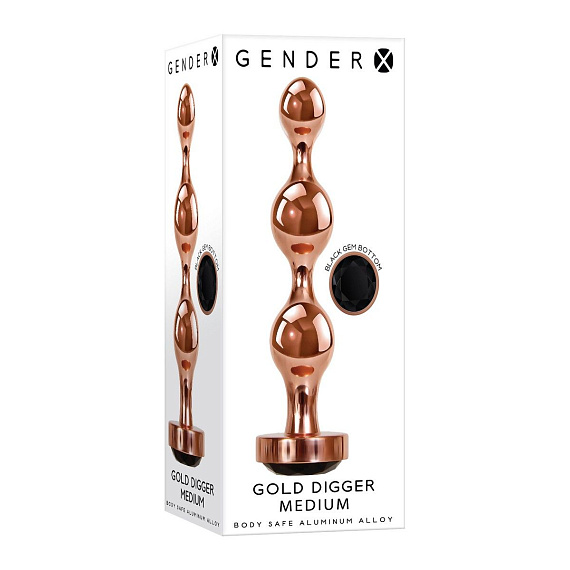 Золотистый анальный стимулятор-елочка Gold Digger Medium - 11,7 см. Gender X