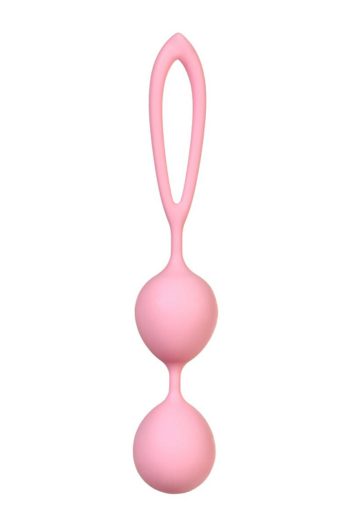 Розовые силиконовые вагинальные шарики с ограничителем-петелькой - силикон