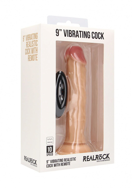 Телесный вибратор-реалистик Vibrating Realistic Cock 9  - 23,5 см. - термопластичная резина (TPR)