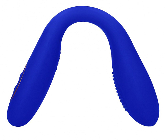 Синий двухсторонний вибратор Flex - 21,5 см. - силикон