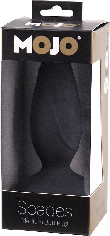 Черная анальная пробка Mojo Spades Medium Butt Plug - 10,7 см. - силикон