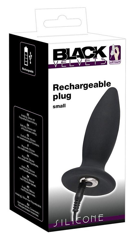 Чёрная перезаряжаемая анальная пробка Black Velvets Recharge Plug S - 11 см. - фото 5