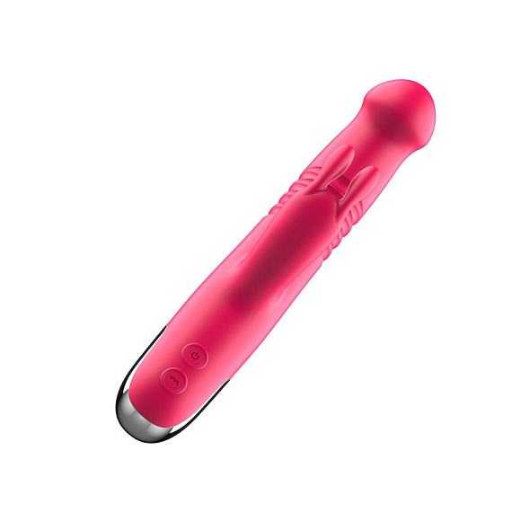 Розовый вибратор-ротатор со стимулятором клитора и возвратно-поступательными движениями - 22,4 см. I-MOON