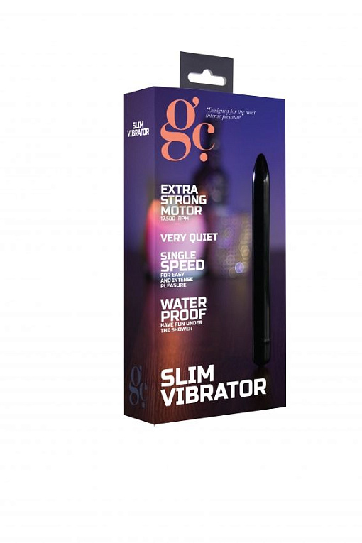 Чёрный тонкий вибратор GC Slim Vibe - 16,5 см. - анодированный пластик (ABS)