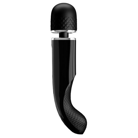 Черный мощный жезловый вибратор с изогнутой ручкой Charming Massager - 24 см. Baile