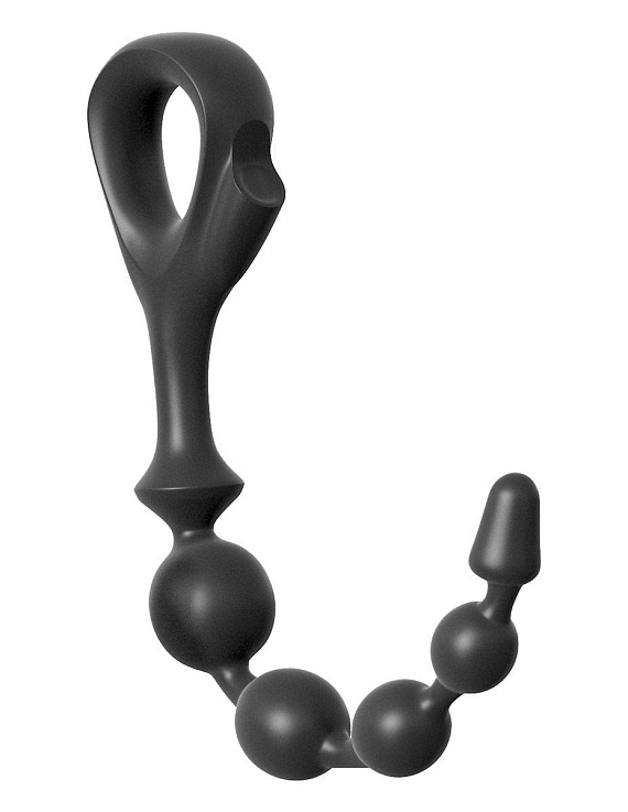 Черная анальная цепочка EZ-Grip Beads - 29,2 см. - силикон