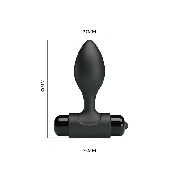 Черная анальная пробка с мощной вибрацией Vibra - 8,6 см. Baile