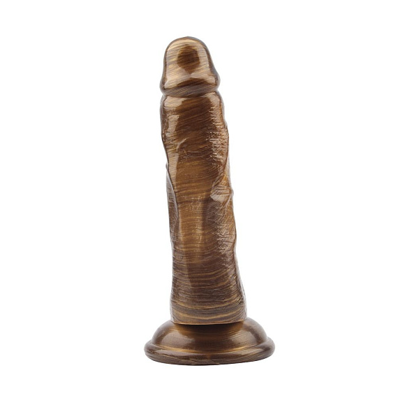 Золотистый анально-вагинальный фаллоимитатор Dick Cumming - 18 см. от Intimcat