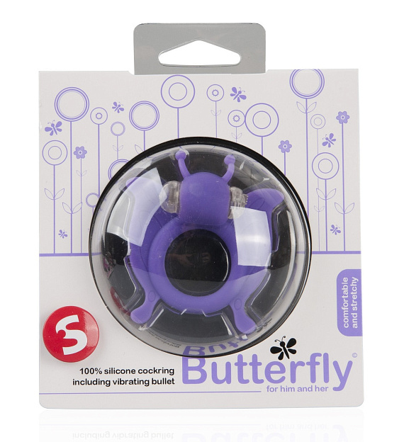 Фиолетовая вибронасадка Butterfly в форме бабочки - силикон