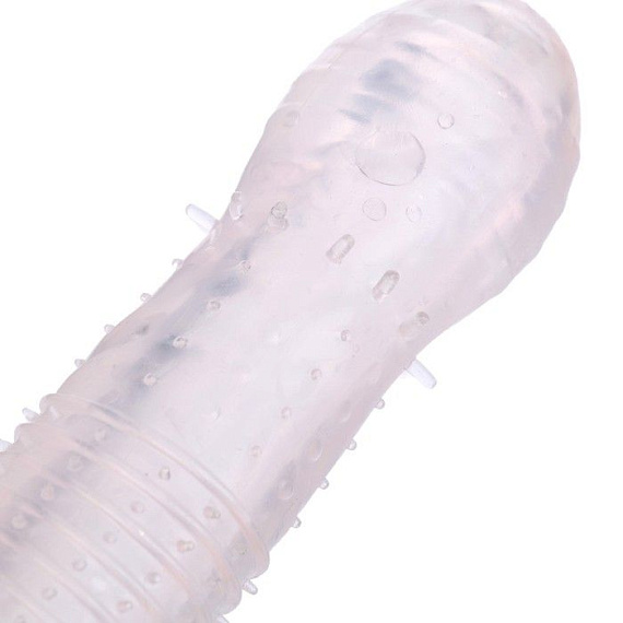 Прозрачная массажная насадка на пенис с рельефом - 12,5 см. от Intimcat