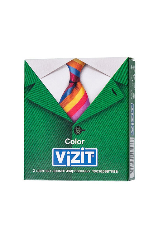 Цветные ароматизированные презервативы VIZIT Color - 3 шт. - латекс