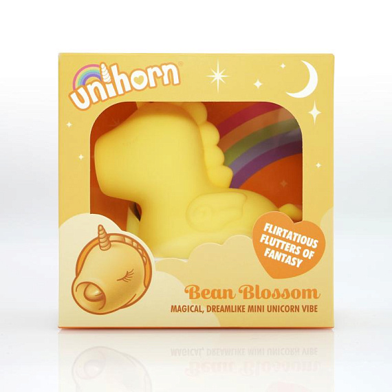 Желтый клиторальный вибромассажер Unihorn Bean Blossom с подвижным язычком - фото 5