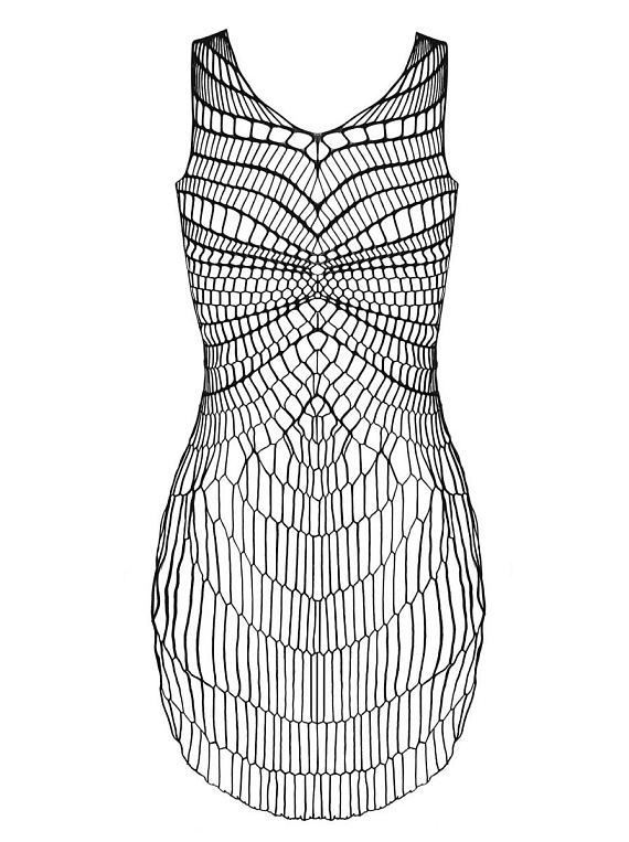 Оригинальное сетчатое платье с разрезами по бокам - фото 6