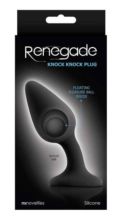 Чёрная анальная пробка со смещенным центром тяжести Renegade Knock Knock Plug - 11,9 см. - силикон