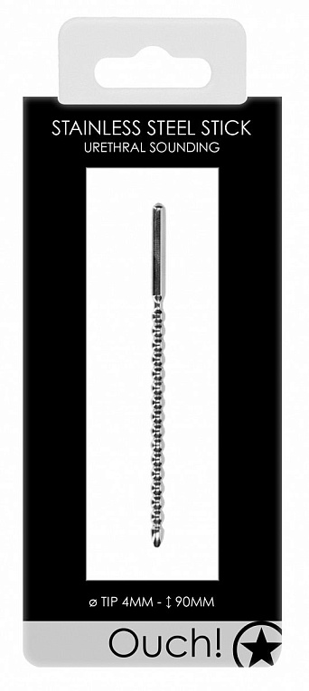 Серебристый стимулятор уретры из металла Urethral Sounding Metal Stick - 9 см. - металл