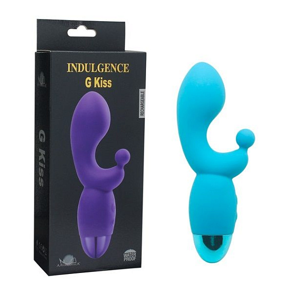 Голубой вибратор INDULGENCE Rechargeable G Kiss - 16,5 см. от Intimcat