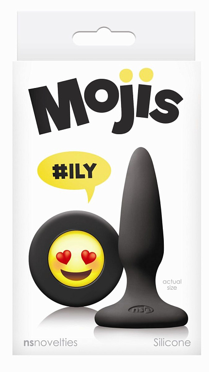 Черная силиконовая пробка Emoji Face ILY - 8,6 см. - силикон