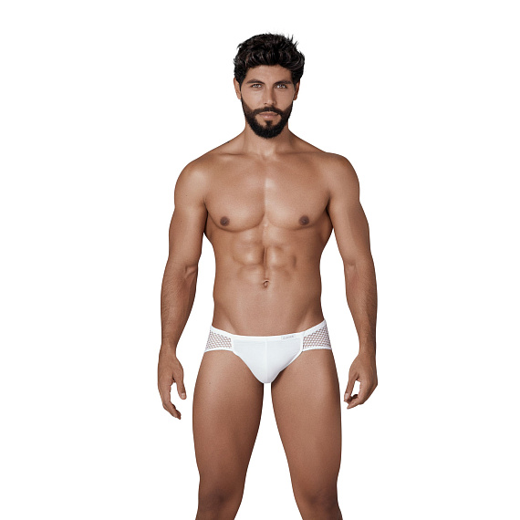 Белые трусы-джоки с ажурными вставками Urge Jockstrap Clever Masculine Underwear