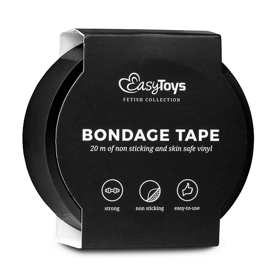 Черная лента для бондажа Easytoys Bondage Tape - 20 м. - поливинилхлорид (ПВХ, PVC)