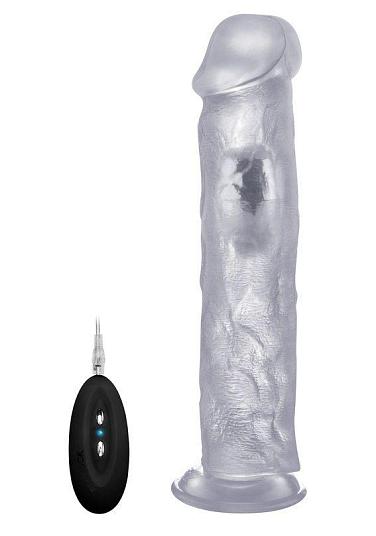 Прозрачный вибратор-реалистик Vibrating Realistic Cock 11  - 27,5 см.