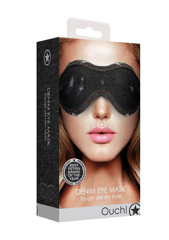 Черная джинсовая маска на глаза Roughend Denim Style - тканевая основа