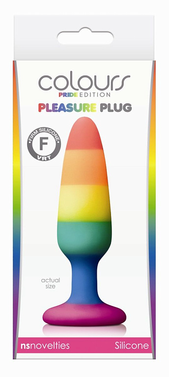 Радужная пробка Colours Pride Edition Pleasure Plug Small - 11 см. - силикон