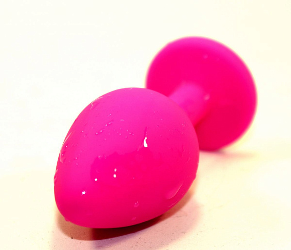 Розовая силиконовая коническая пробка с розовым стразом - 8,2 см. - силикон