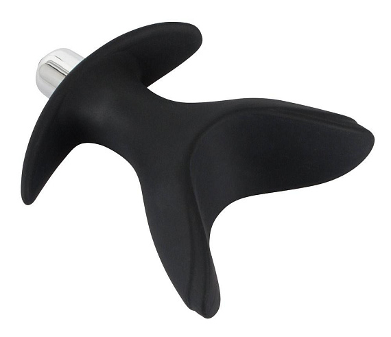 Чёрная анальная V-образная пробка Black Velvets Vibrating Anchor Plug с вибрацией - 10,3 см. от Intimcat