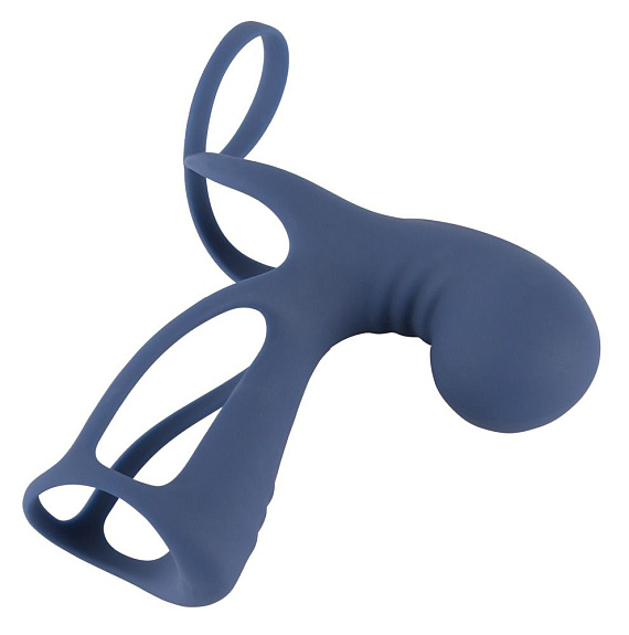Синяя вибронасадка на пенис Vibrating Cock Sleeve with Ball Ring от Intimcat