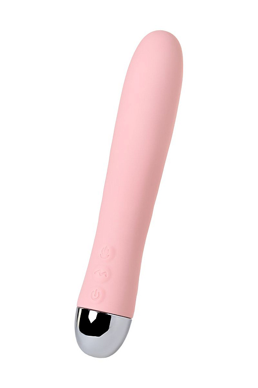 Розовый силиконовый вибратор с функцией нагрева и пульсирующими шариками FAHRENHEIT - 19 см. - силикон